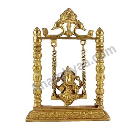 Jhula Ganesha Idol , Ganesha Brass Puja Idols , brass statues, god statues, goddess statue, god idol, brass idol, puja idol, puja statue, god Vigraham, brass puja Vigraham