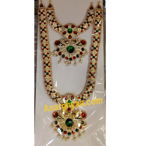 Deity Decorative Stonework Step Necklace, Temple Jewellery, Anarghyaa.com, Deity Accessories