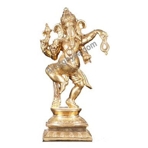 Panchaloha Dancing Ganesha Statue, Deity Statues, Panchaloha Ganapathi Vigraham, Panchaloha dancing Ganesha idol, panchaloha Nartana Ganapathi Vigraham, Anarghyaa.com, Deity Idols, god statue