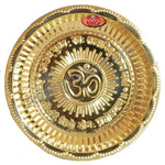 brass puja plate, Brass kalasham, om puja plate, brass puja items, online spiritual store, anarghyaa.com