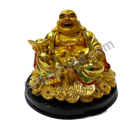 Feng Shui laughing buddha on coins, Anarghyaa.com, Fengshui items online