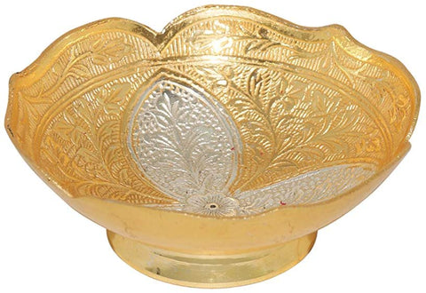 Gold Plated Brass Puja Bowl, brass puja bowl, brass puja items, puja items online, anarghyaa.com